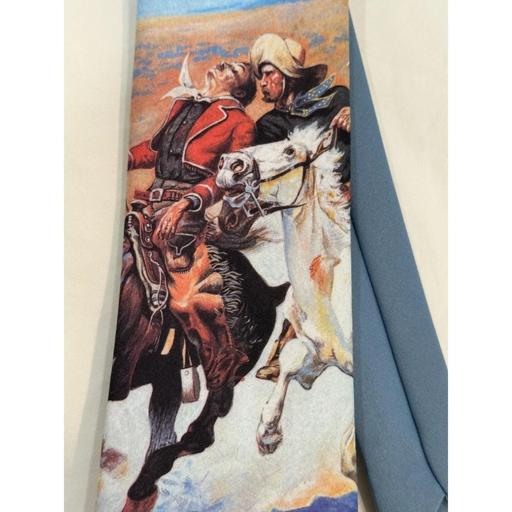 Vintage Tru-West Frederic Remington Dash for Timber Cowboy Horse Necktie
